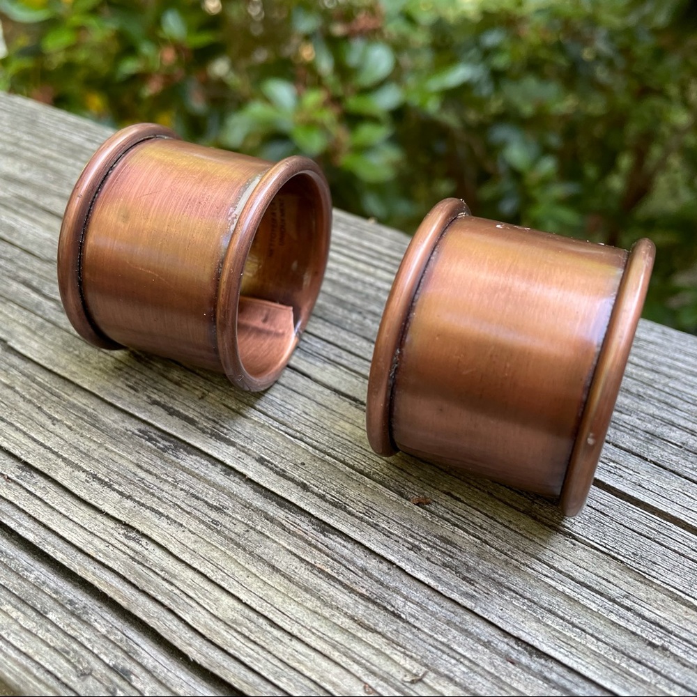 Pottery Barn Rustic Napkin Rings Antiqued Copper